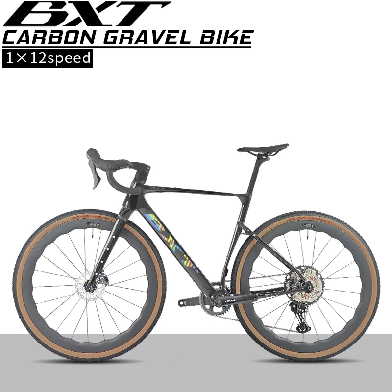 BXT New T1000 Carbon Fiber Gravel Bike Carbon Fiber Wheels and Spokes, with GRX RX820 1x12 Speed, for Mountain and Road Riding