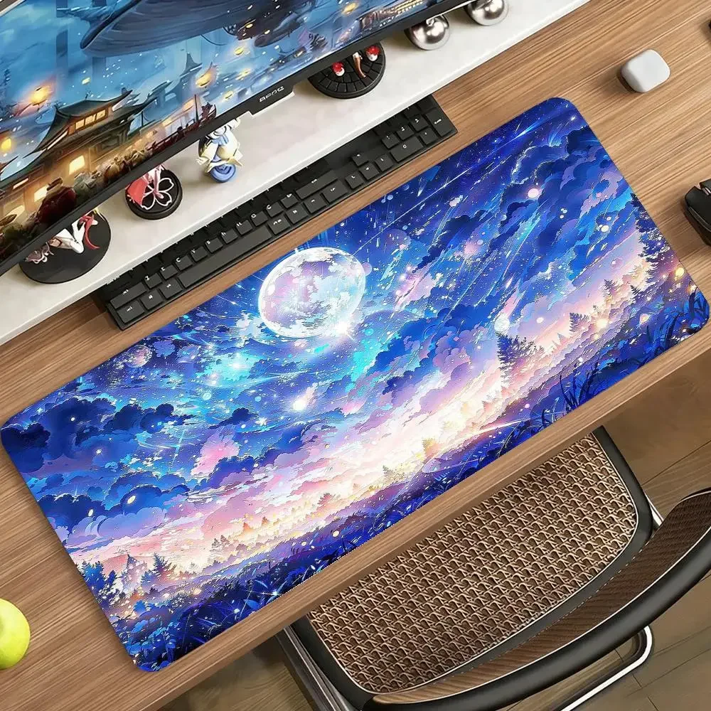 Large Size Mousepad Dreamy Galaxy Moon Castle Starry Sky Playmat For Daily Laptop Desktop Game Card Table Mat
