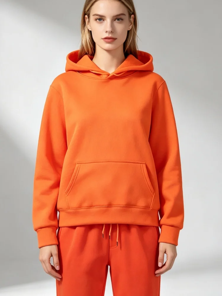 Women's Autumn and Winter New Hoodie Set Spring and Autumn and Winter Casual Women's Solid Color Hooded Sweater Pants Set