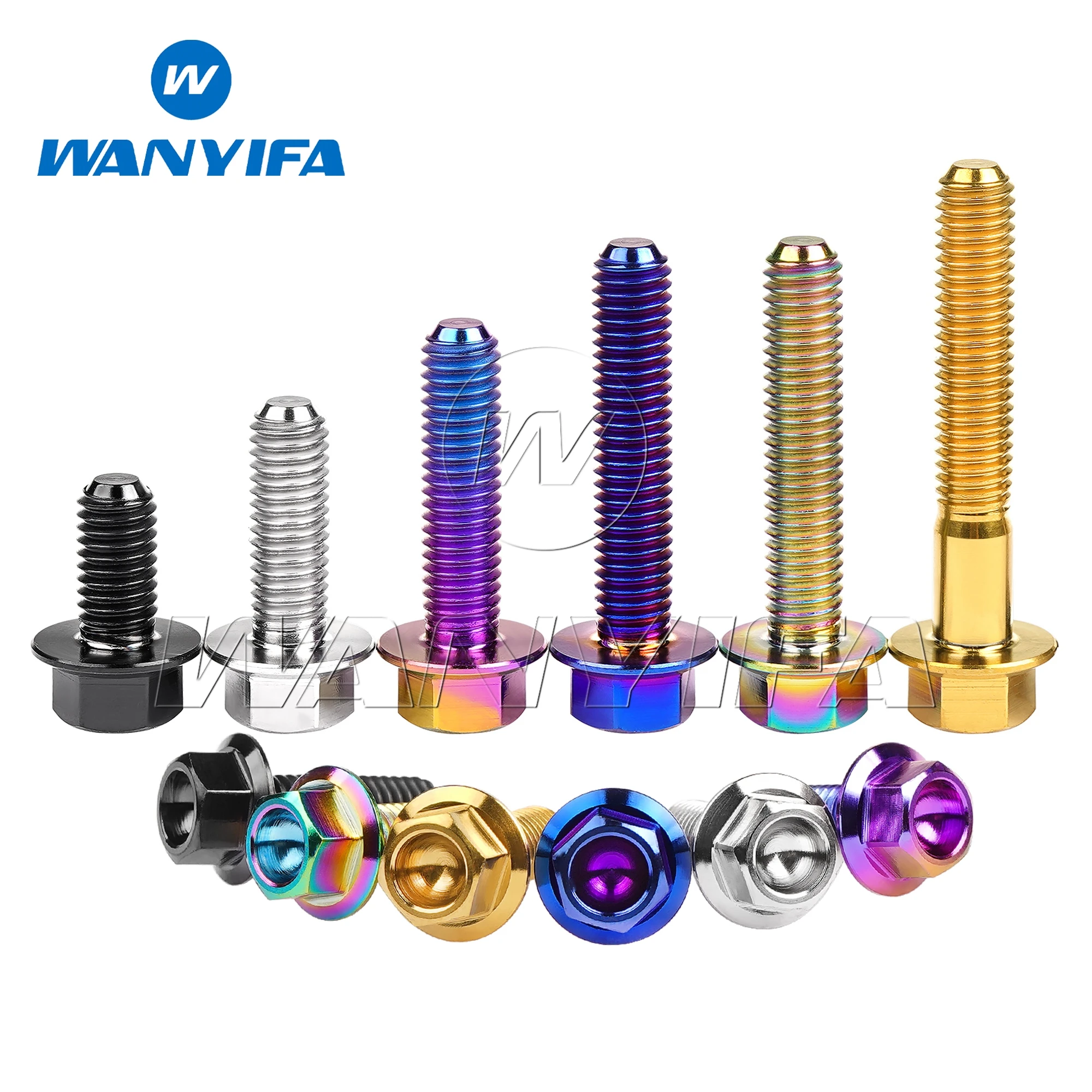 Wanyifa Titanium bolts M5x10 15 20 25 30mm Small Flange Hex Head Pitch 0.8mm Screws for Bicycle Motorcycle 5/12PCS