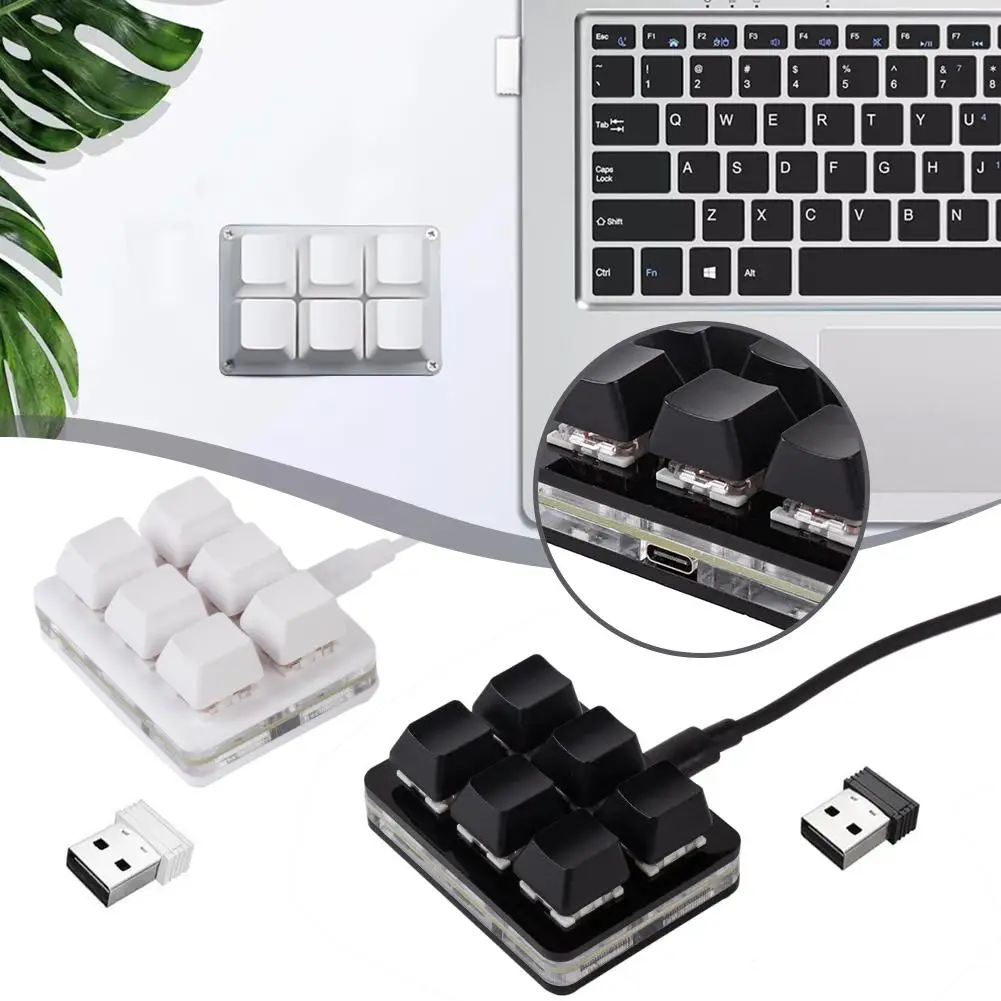 6 Keys Keyboard Bluetooth Custom Keypad Wireless USB Macro Rechargeable Hardware Programmable Shortcut Dual Mode Keyboard E6F7