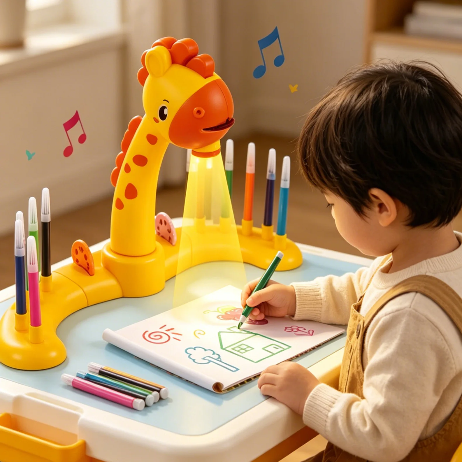 Electric Deer Projection Drawing Board Multi-Functional Writing Board Learning Drawing Can Erase Coloring Educational Toys