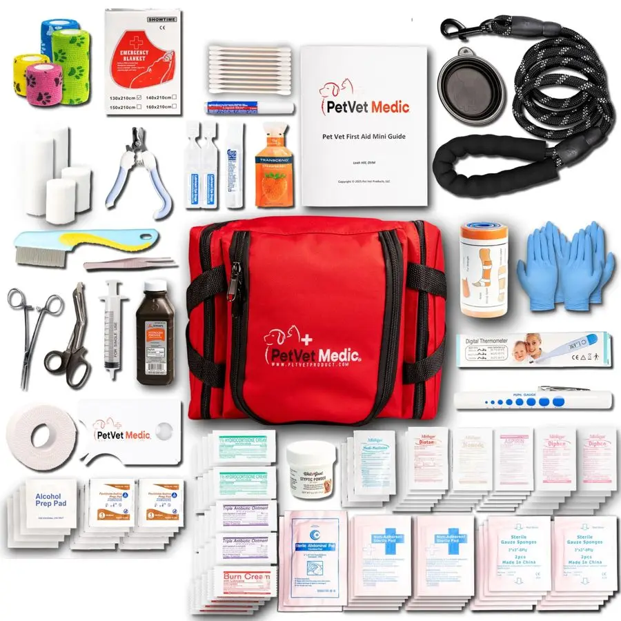 

amp Dog First Aid Kit Dog Emergency Kit, Health Supplies amp Wound Care with Thermometer, Bandages for Wounds Essentials, Travel