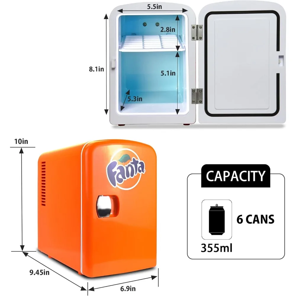 Mini Fridge - 8 Can Refrigerator for Bedroom Office, Portable Table Top Beverage Cooler