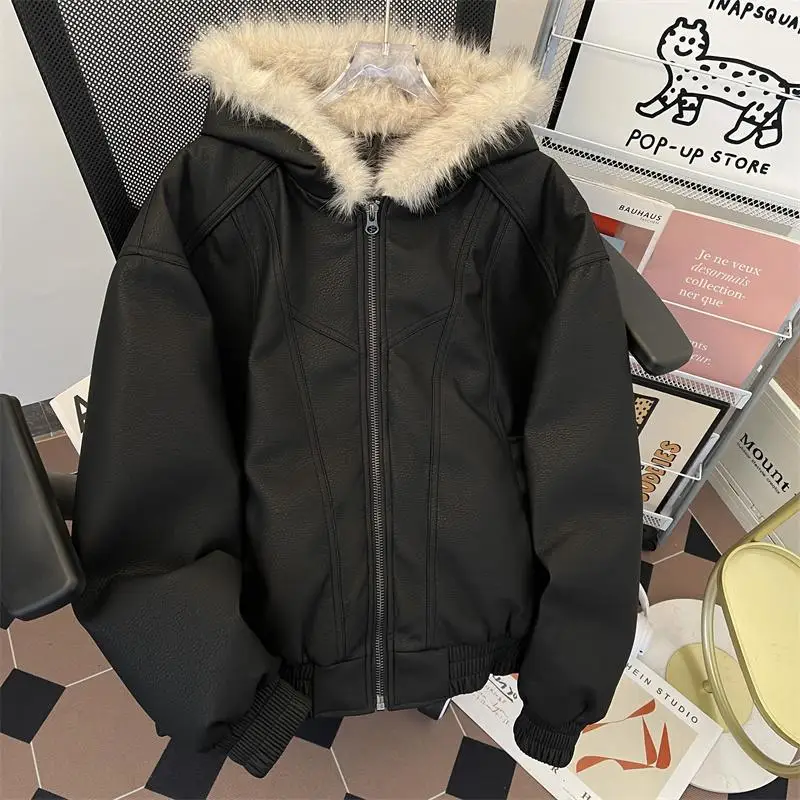 Brown Black Solid Color Thicken Casual Trendy Simple Hooded Parkas for Men Winter New Fashion American Style Coats Clothes Tops