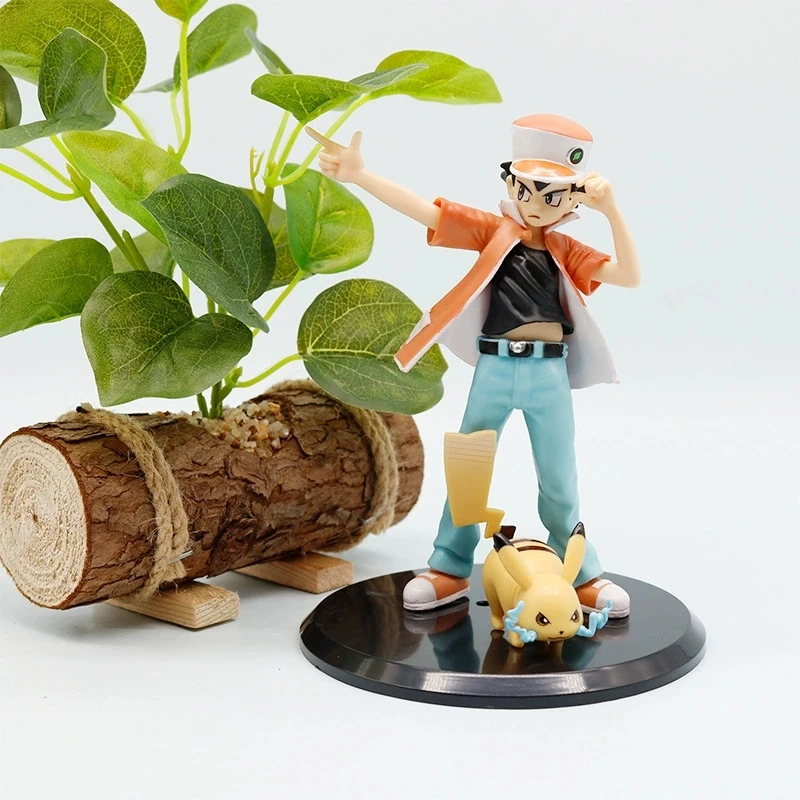 New 14cm Pokemon Anime Figure Ash Katchum Pikachu Keda Duck PVC Statue Collection Desk Decoration Model Toys Kids Birthday Gifts