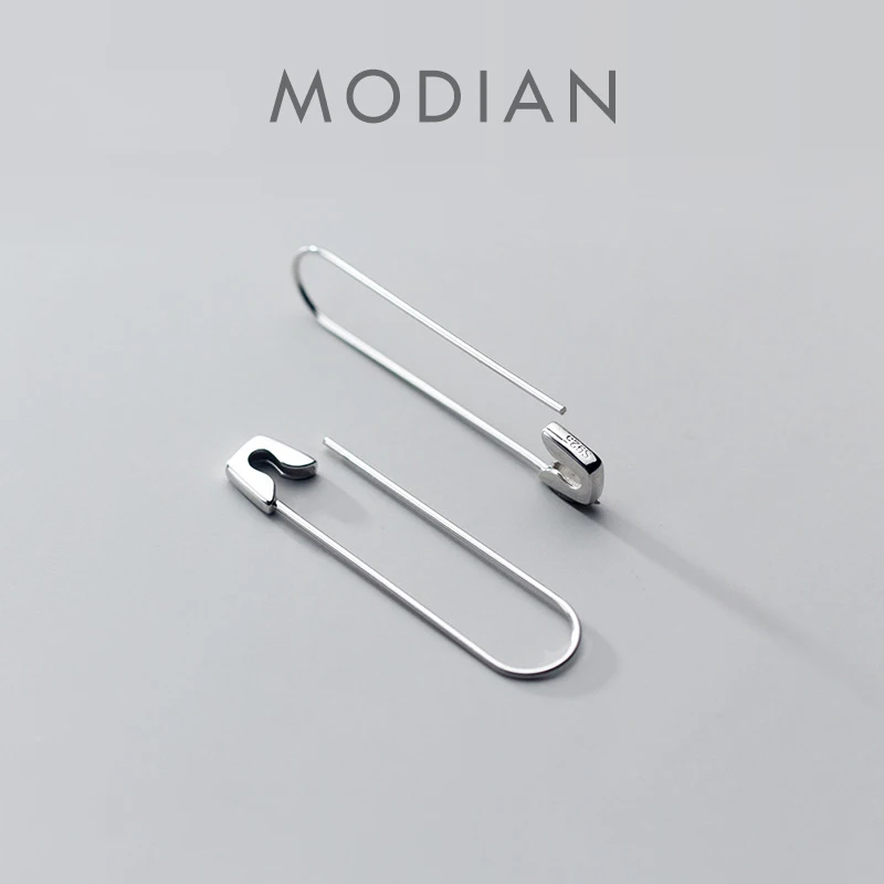 Modian Vintage hiperbola Big Pin dynda kolczyk dla kobiet srebro 925 proste spadek kolczyk oryginalna elegancka biżuteria prezent