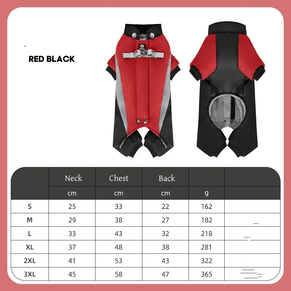 Pet Cotton Jacket Jumpsuit Color-blocking Polar Fleece Lining Warm Windproof High-reflective Waterproof Dog Winter Coat