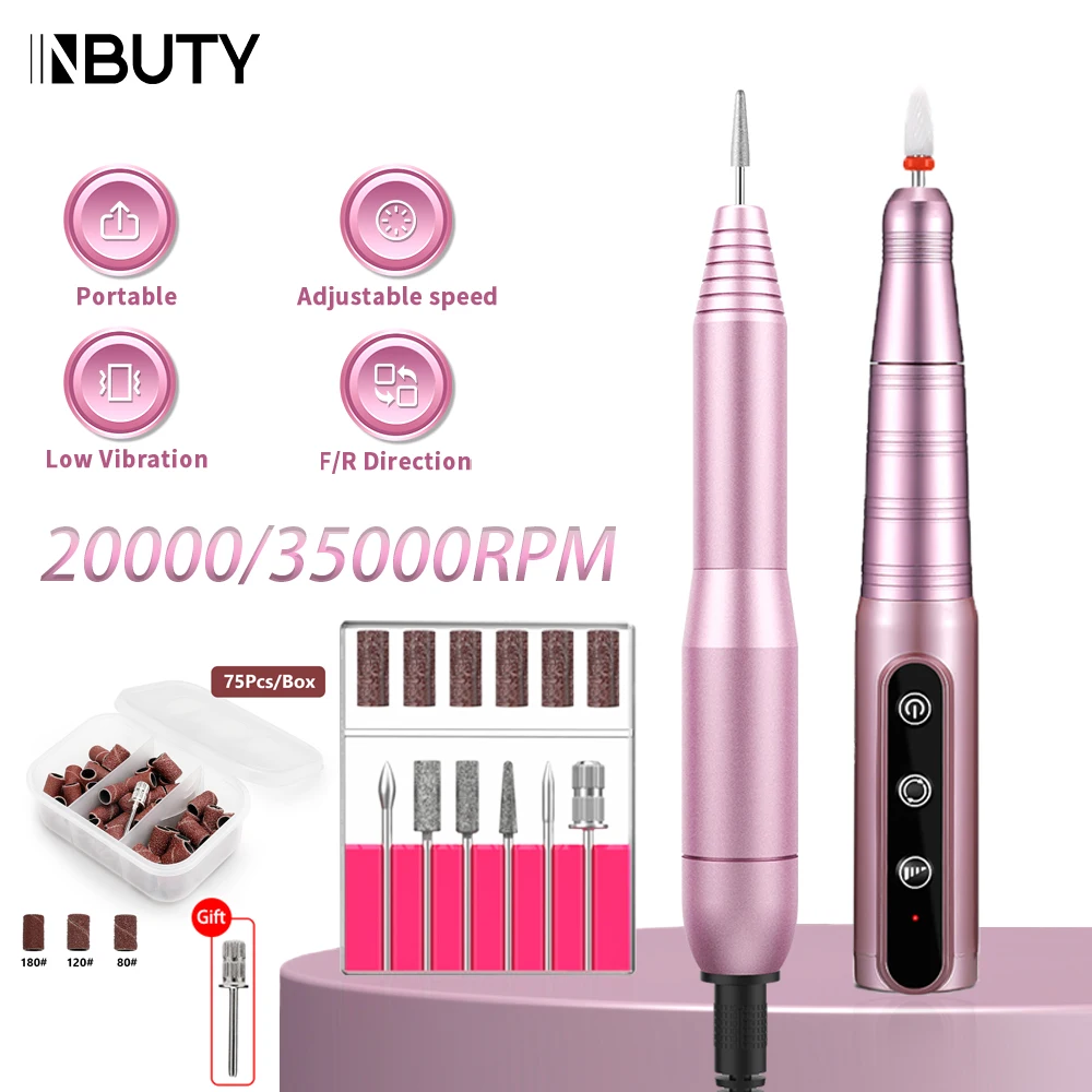 

INBUTY Nail Drill Machine For Manicure Milling Cutter Set 35000/20000RPM For Gel Polishing Nail Drill Pen Salon Nail Equipment