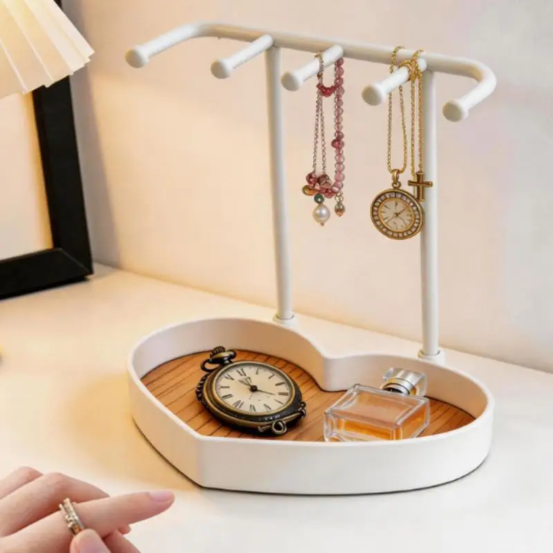 Wooden Tray Jewelry Organizer Stand for Displaying and Storing Earrings Necklace Bracelets at Home Bedroom or Boutique