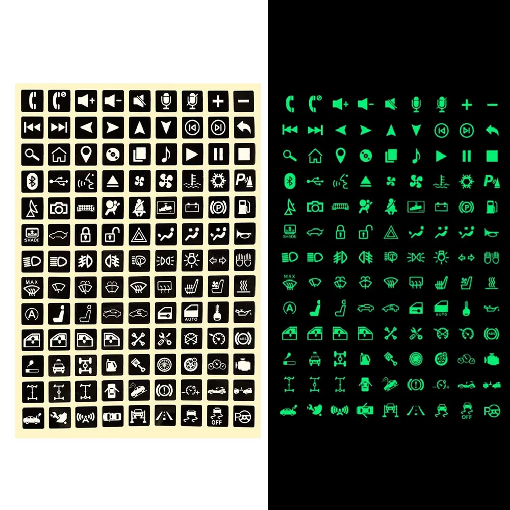 1Pc Luminous Car Stickers Instrument Panel Button Decor Sticker Rocker Switch Label Circuit Decal Car Interior Accessories
