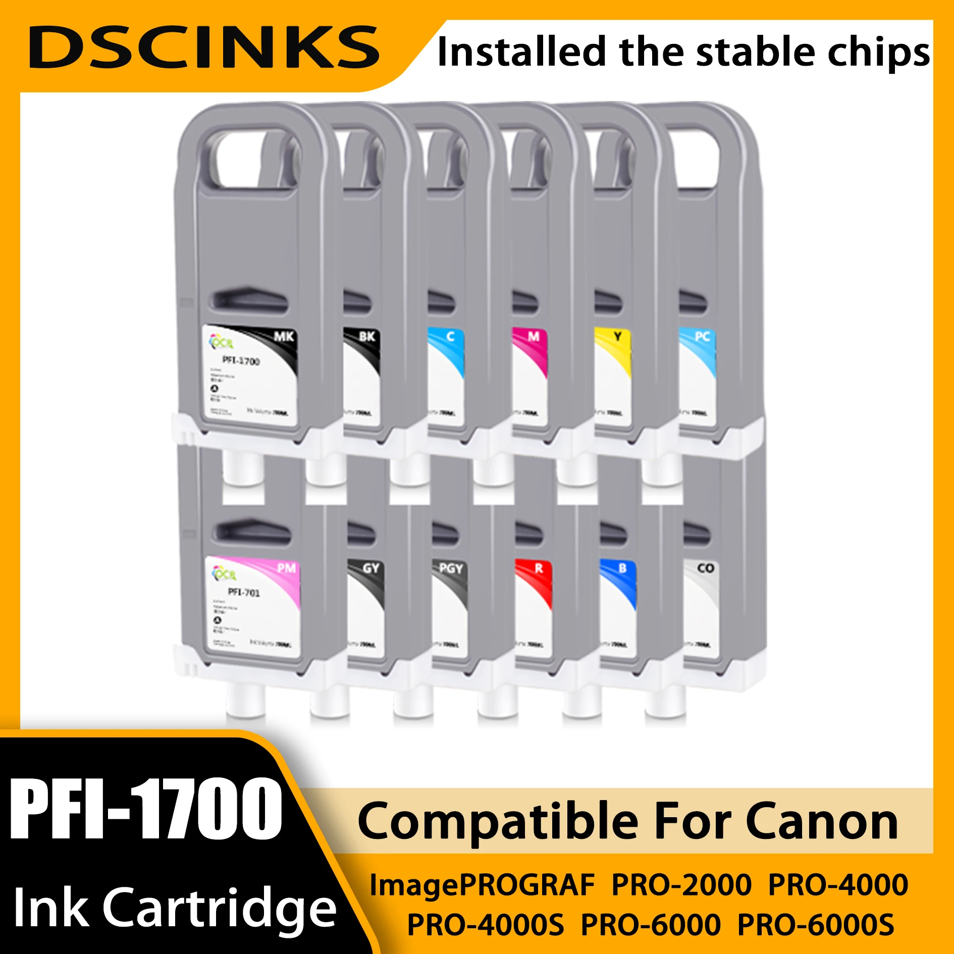 

700 мл PFI-1700 картридж с пигментными чернилами для Canon PFI 1700, замена для imagePROGRAF PRO-2000 PRO-4000 PRO-4000S PRO-6000S