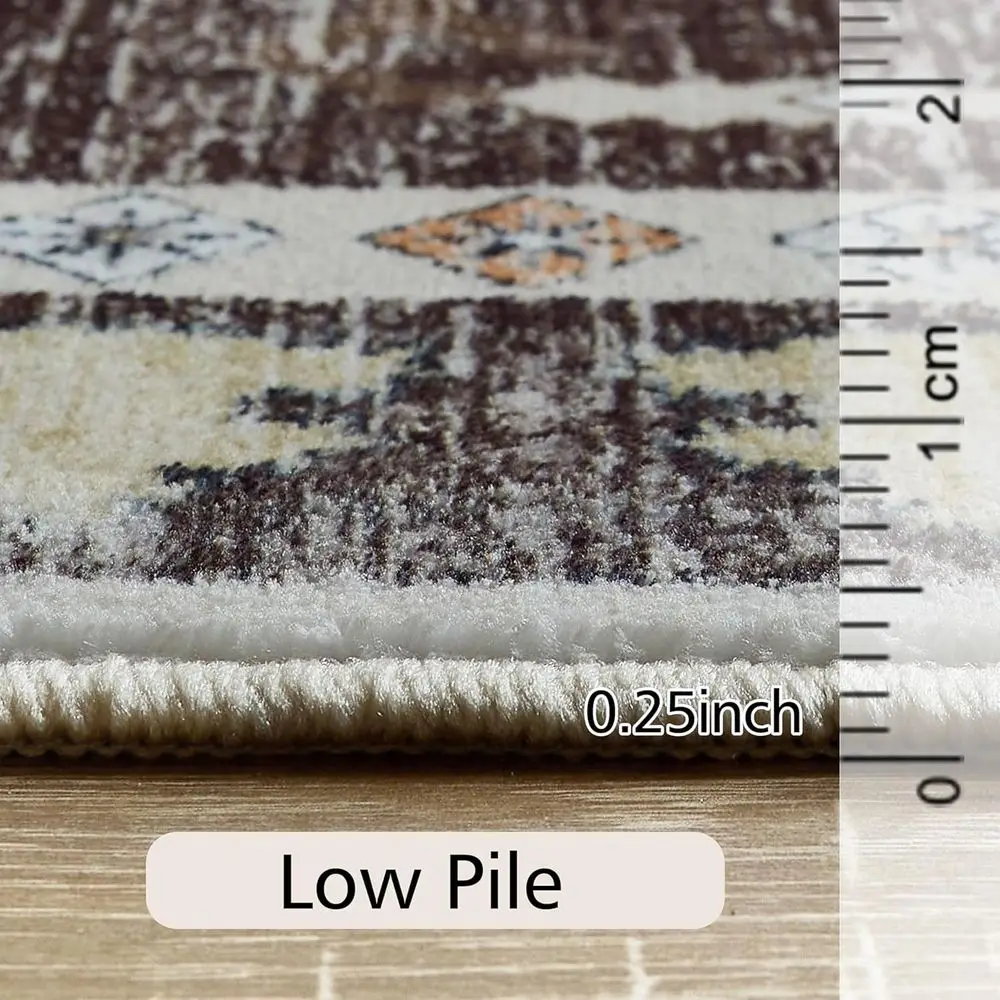 Karpet Boho yang Dapat Dicuci - Lembut Anti-Selip untuk Ruang Tamu, Kamar Tidur, Ruang Makan, Kamar Anak, Teras Dalam/Luar Ruangan - Cokelat Gaya Pedesaan