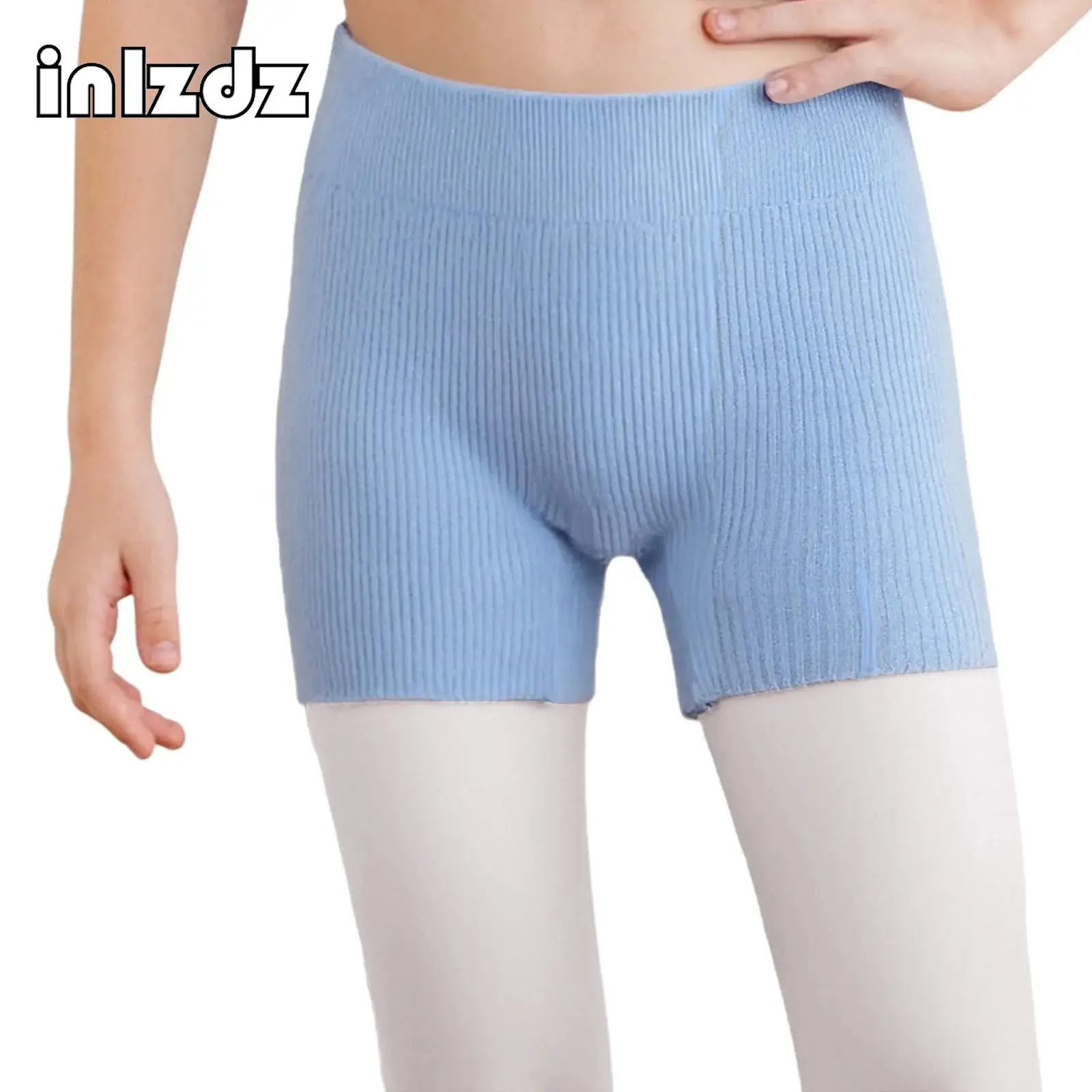 

Children Girls Gymnastics Ballet Dance Shorts High Waist Stretchy Ribbed Knitted Shorts for Dance Practice Warm-up Yoga Sports
