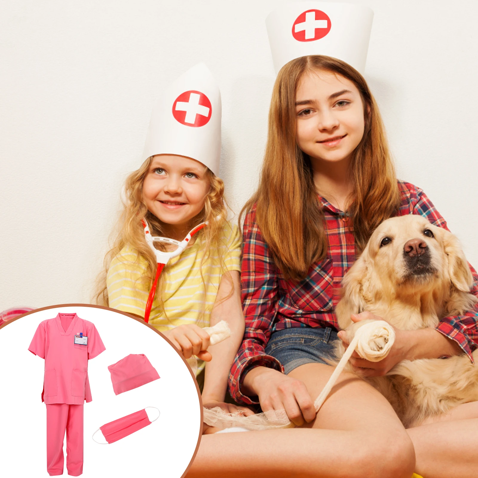 

1 set Kids Doctor Costume 150cm Nurse Outfit Role Play Party Cosplay Costume for Children Toddler Doctor Coat Dress Up Prop