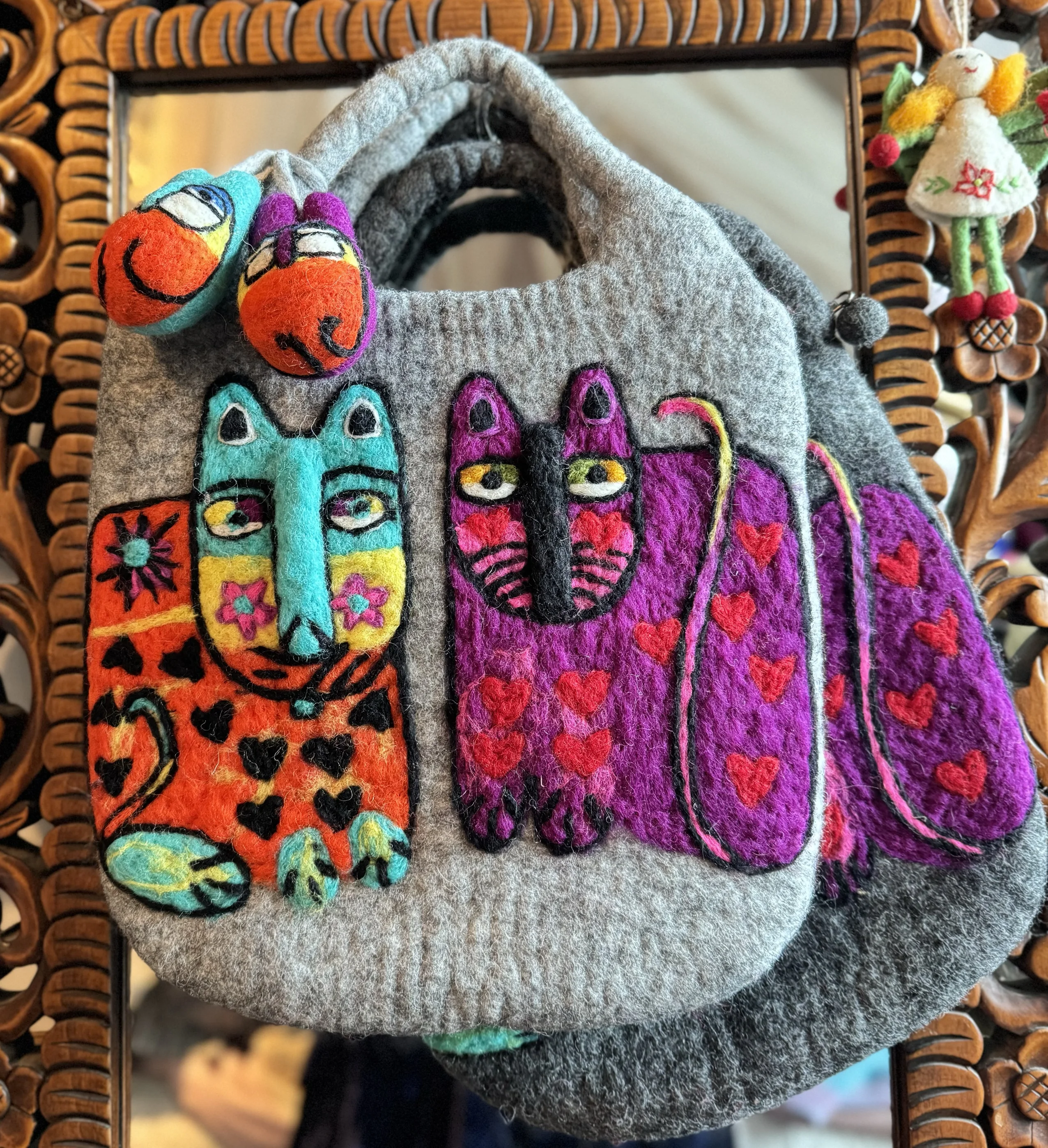 

Сумка ручной работы из шерстяного войлока, художественная, милая, простая, модная, в лесном стиле, повседневная, на молнии, квадратная форма