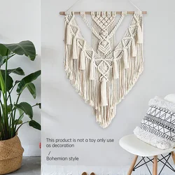 Macrame Handwoven Bohemian Cotton Rope Boho Tapestry Wall Hanging Handicrafts Creamy-White Modern Chic Decoration Art Tapestry