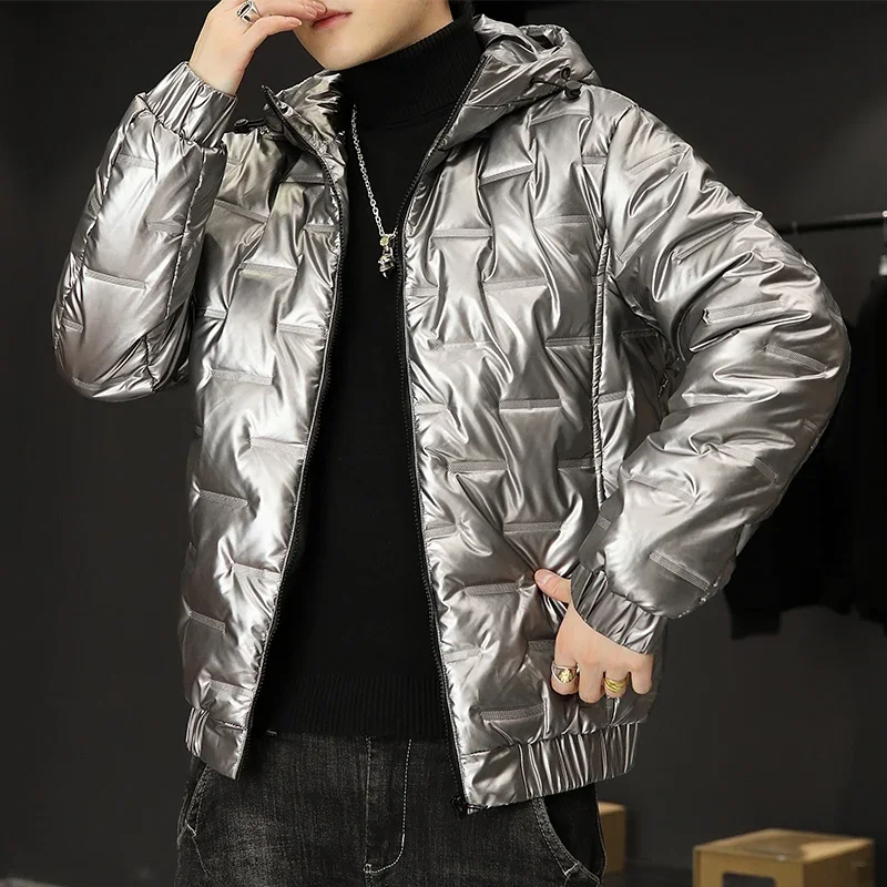 

Men's Thickened Windproof Parka Cotton-padded Parkas Casual Men Hood Warm Hip HOP Winter Overcoat Men's Plus Size Shiny Coats