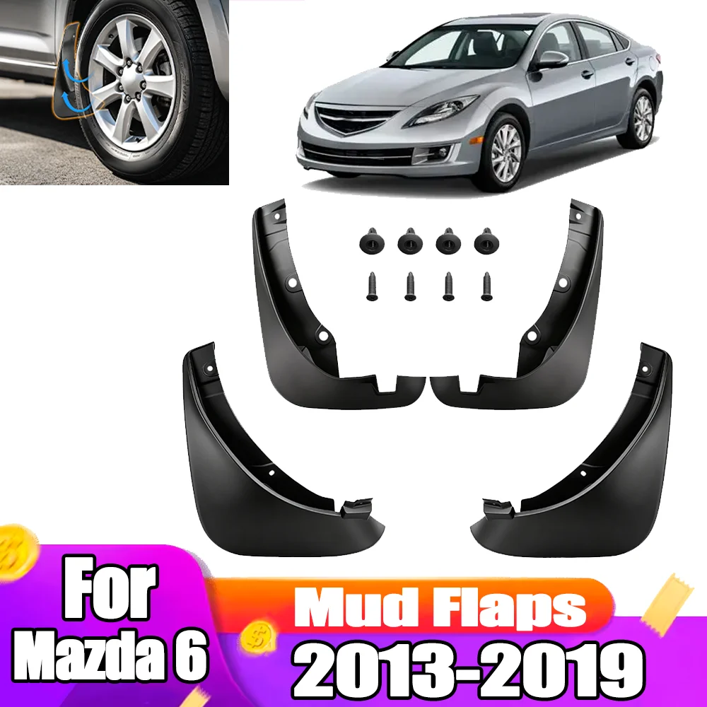 

4X Mud Flaps For Mazda 6 2013 2014 2015 2016 2017 2018 2019 Soft Mudguards Splash Guards Fender No Drilling Mudflap Accessories