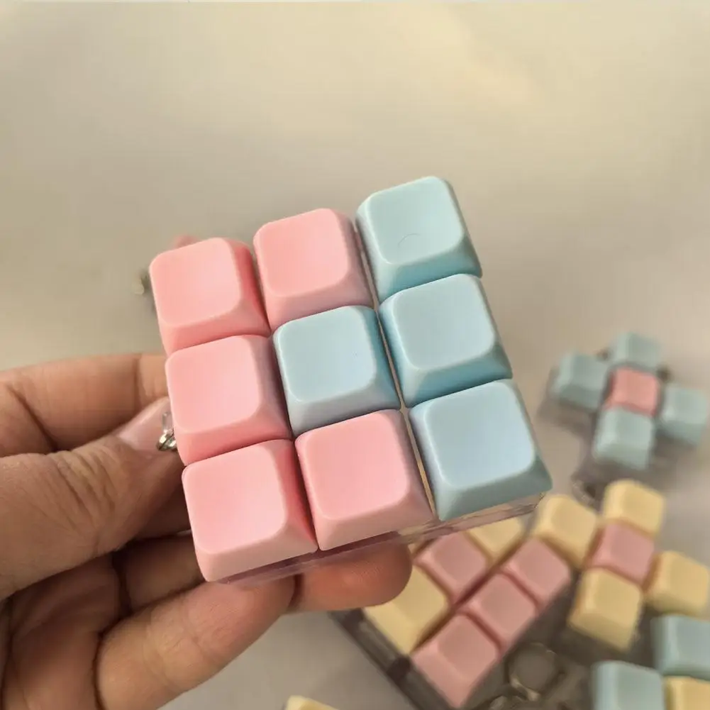 Press Keyboard Key Fidget Toy, 1/4/5/9 Keys Decompression Keyboard Keychain for Adults, Antistress Finger Stress Relief Toy