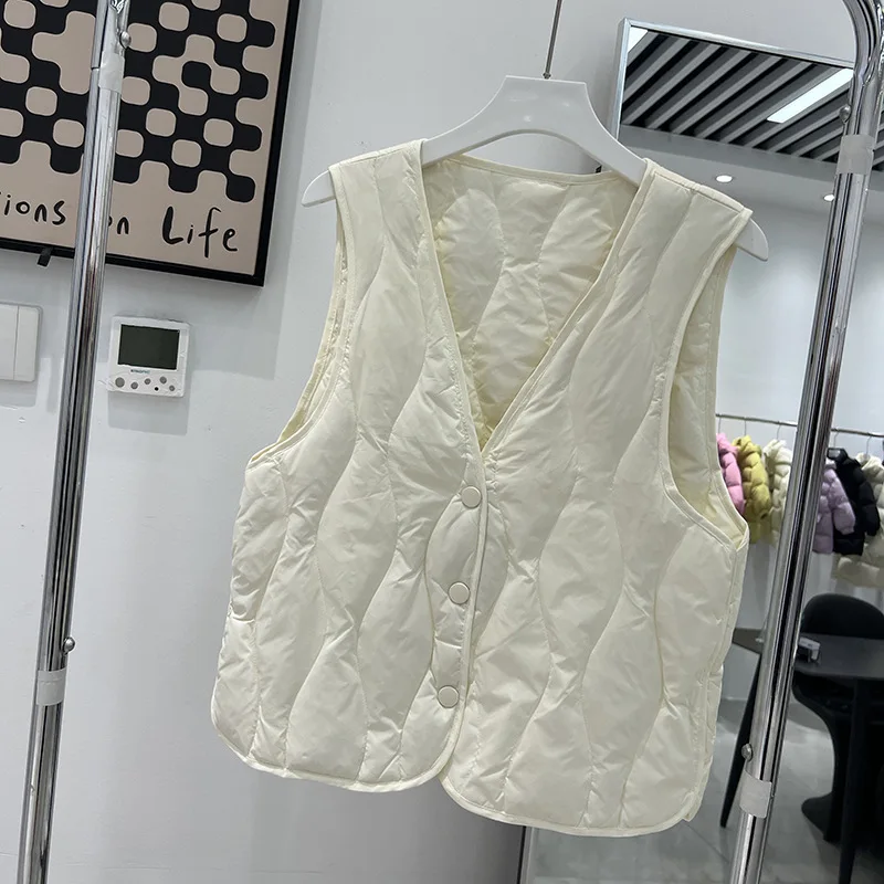 Spring Autumn Women Ultra Light 90% White Duck Down Vest Warm Winter Slim Waistcoat Under Parka Female Liner Portable Outwear