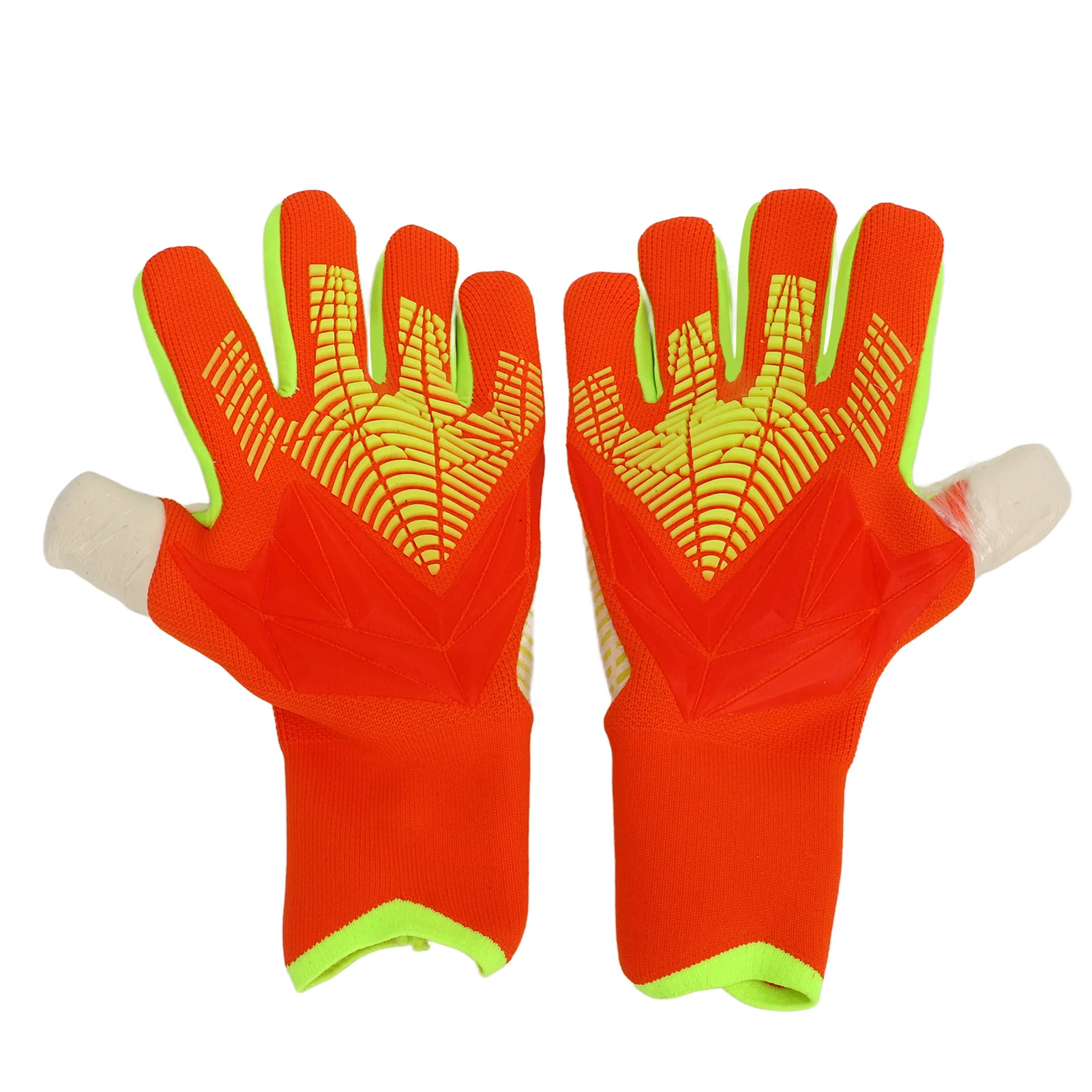 

Soccer Goalie Gloves Strong Grip Breathable Mesh Anti Slip Orange Soccer Gloves Finger Latex and Nylon for Training
