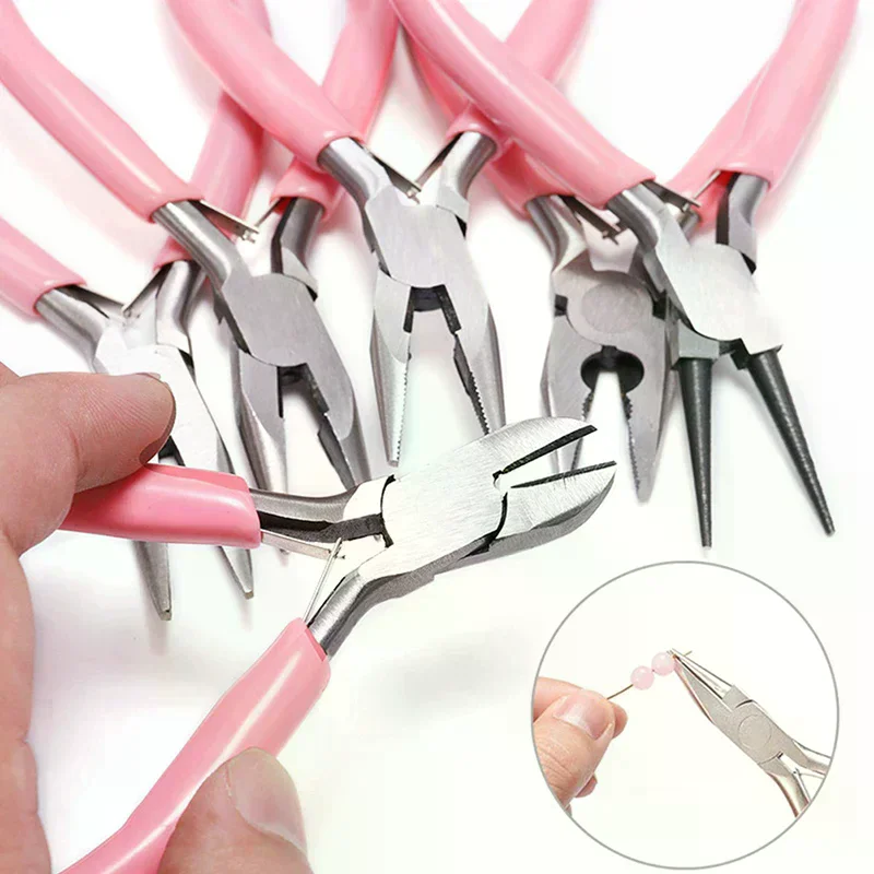 Mini Pliers Diagonal Round Bent Needle Nose Handcraft Beading Insulated Cutter Pliers For Jewelry Making Tools
