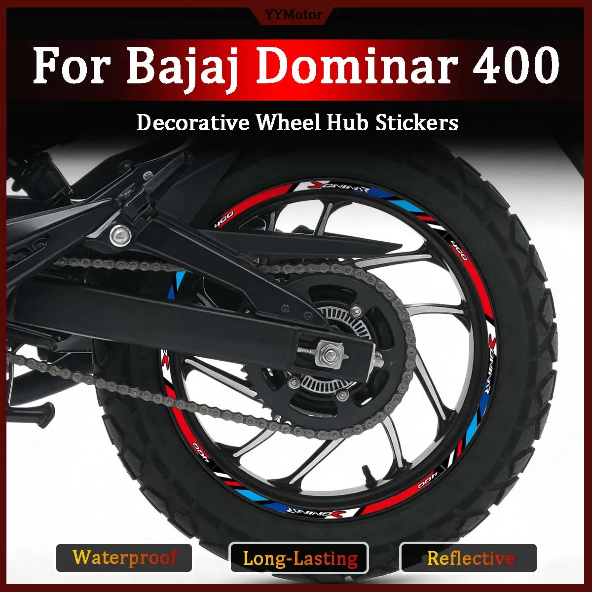 

For 17'' Bajaj Dominar 400 Decorative Reflective Motorcycle Wheel Hub Stickers Moto Street Bike Rim Mod Vinyl Accessories Decals