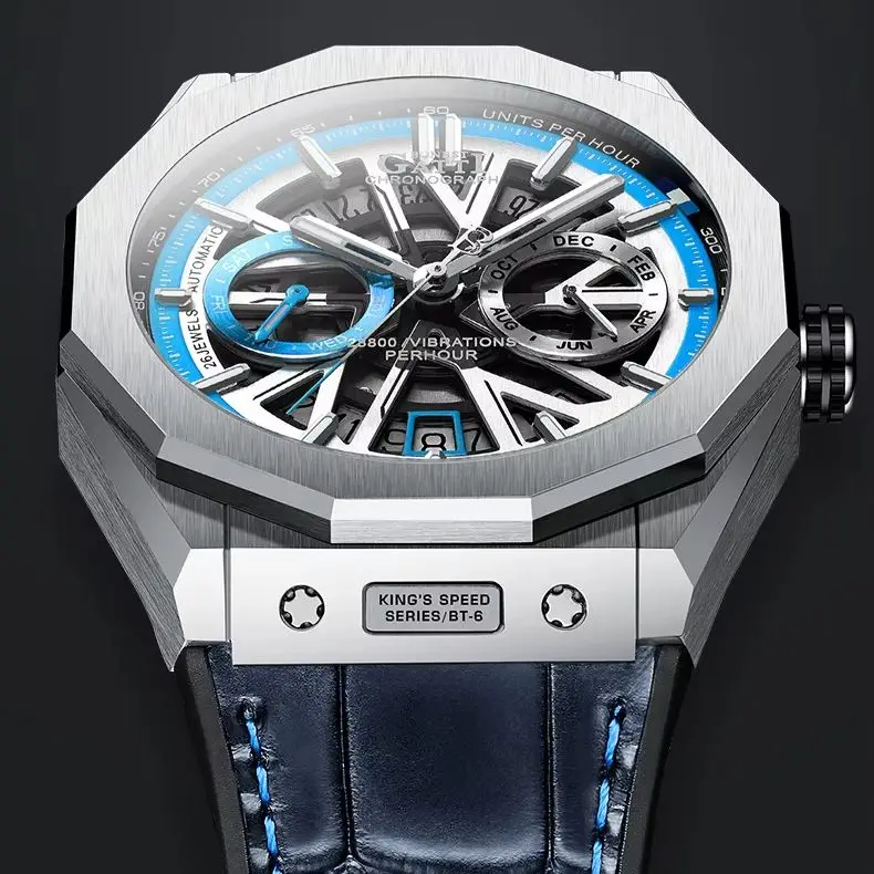 

BONEST GATTI мужские автоматические часы винтажные 42 мм механические наручные часы скелетон циферблат 50 м водонепроницаемые сапфировые светящиеся дата недели