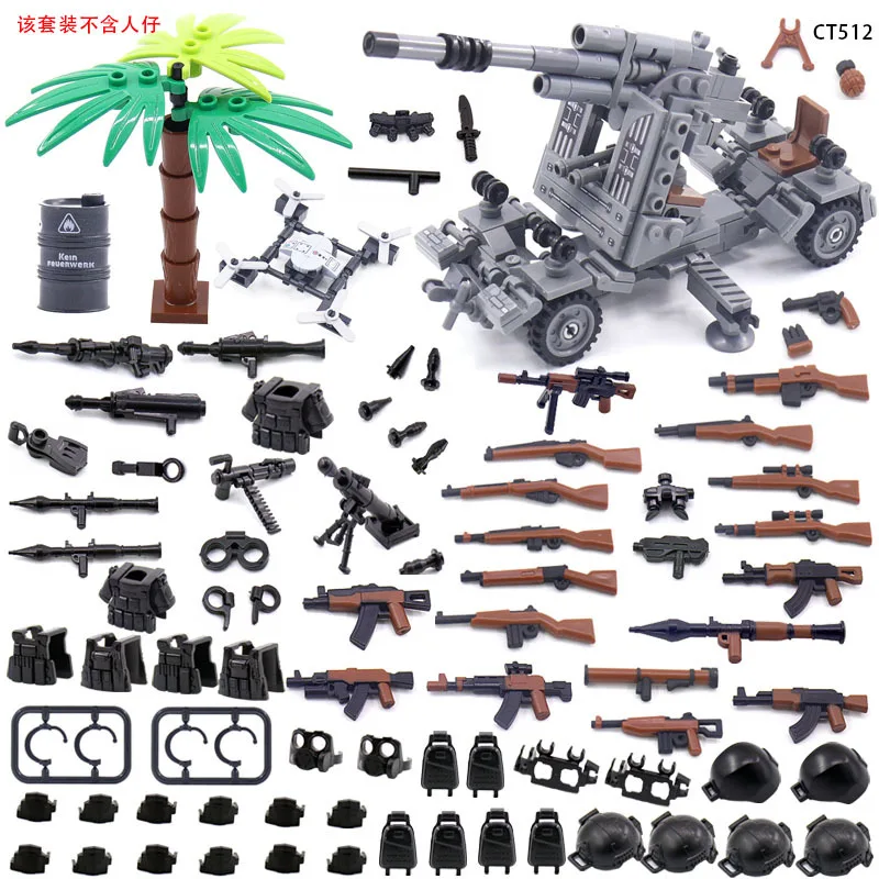 88mm AntiAircraft Gun Tank War Military City Vehicle Car Building Blocks Klasyczny model Klocki Zestawy Zabawki