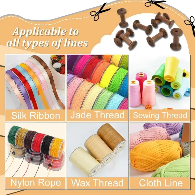8pcs Wooden Spools 3.1 inch Sewing Bobbins Empty Embroidery Thread Spool Wire Weaving Bobbins for Embroidery Sewing