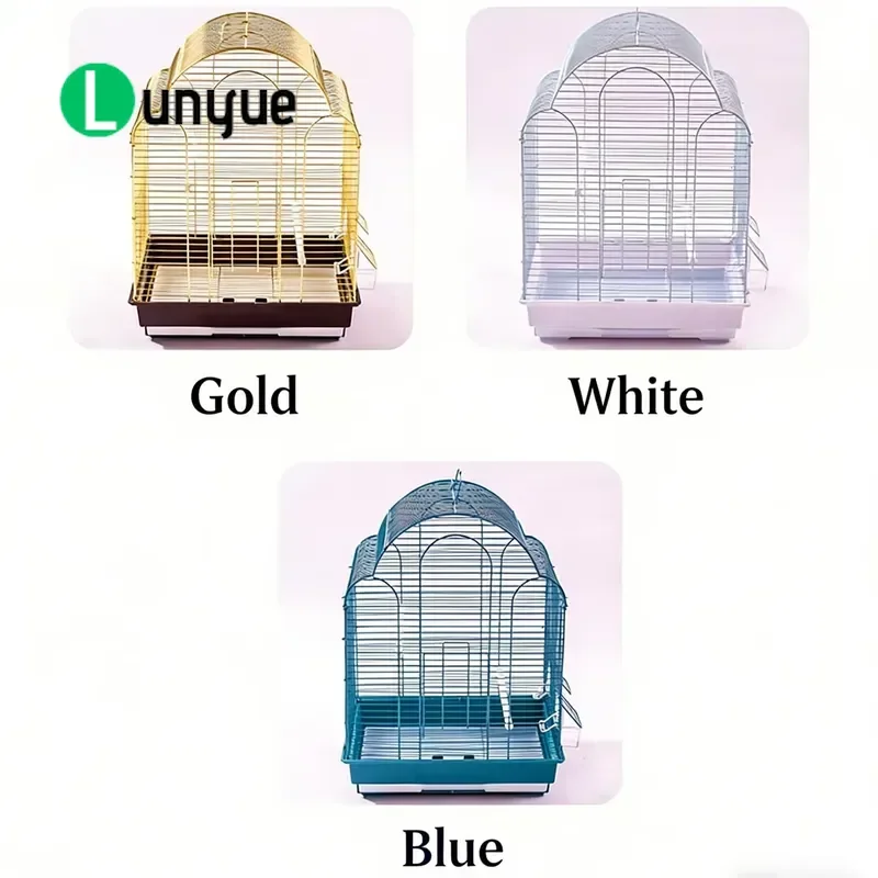 Large Metal Bird Cage with Double Doors Rolling Stand Seed Tray for Parrot Breeding Durable Spacious Pet House