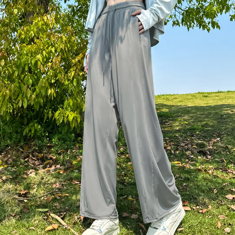 

Nylon Yarn Trousers Women Summer Cooling Sun Protection UPF 100+ Lightweight Breathable Versatile High-Waisted Casual Style