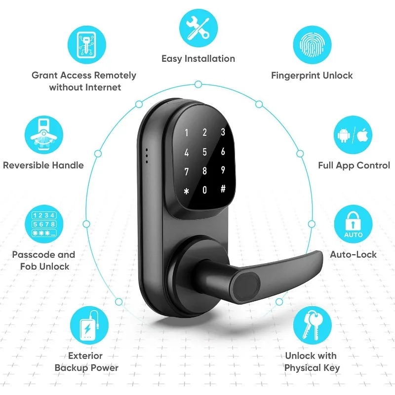 Sifely Smart Lock, Keyless Entry Door Lock, Smart Door Lock, Lock with Keypad, Smart Lock Front, Fingerprint Door Lock