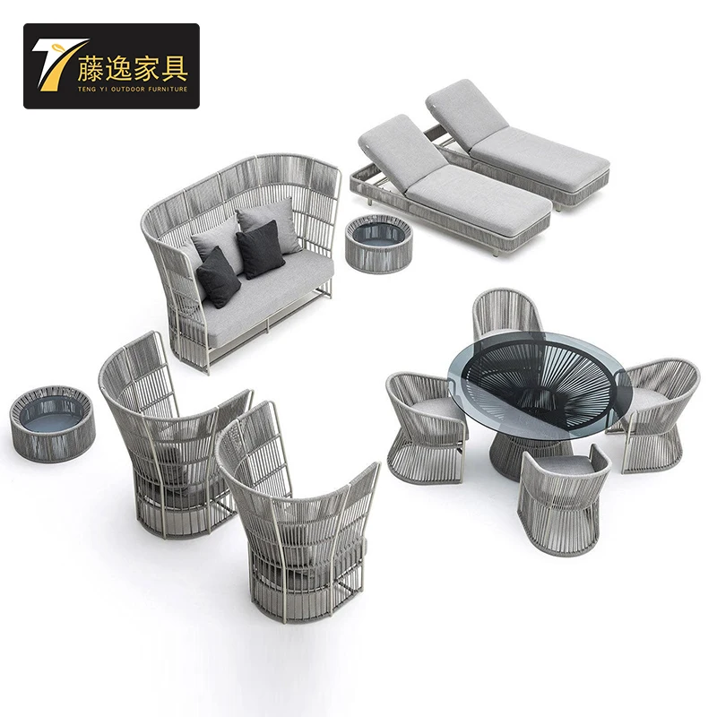 Freizeitvilla, Wohnzimmer, Wintergarten, Modellzimmer, Innenhof, Terrassenmöbel