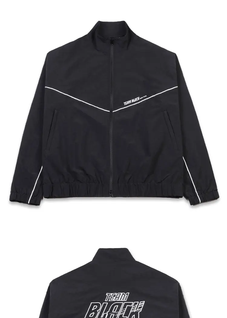 Jinx Team Schwarze Jacke Unisex Windjacke Sportmantel Männer Frauen Lose Track Activewear Langarm Top Stickerei Y2k Outer – Detail 2