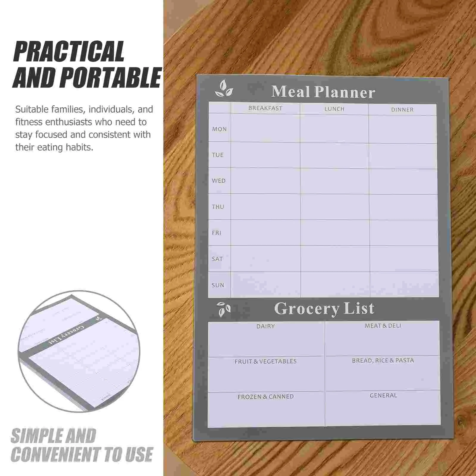 Meal Planning Tool Weekly Calendar List for Food Reusable Planner Diet Notebook Journal