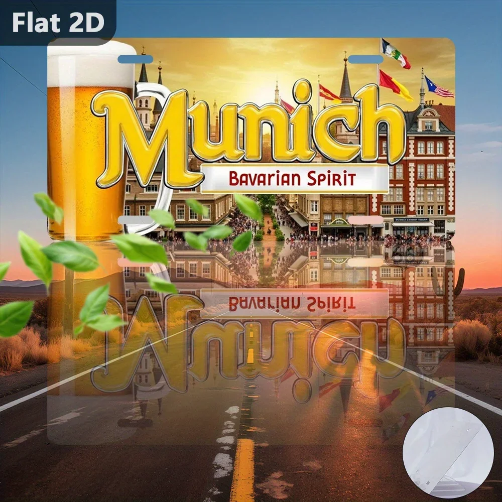 2D Flat, 1pc Munich Germany Beer Festival Bavarian Spirit  Metal Sign - Retro German Metal Sign with Löwenbräu-Inspired Logo