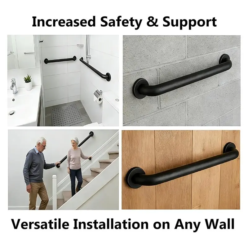 T21C Handicap For Bathroom Grab Bar, 12 Inch Stainless Steel For Wall Handrail, Safety Grab Bars For Shower, Toilet, Stairs