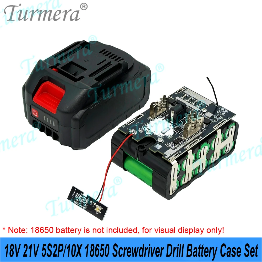 Turmera 18V 21V Screwdriver Battery Case 5X 10X 15X 20X 18650 Cores 50A New 70A Balance BMS Weld Nickel Set for Makiita Battery view 4
