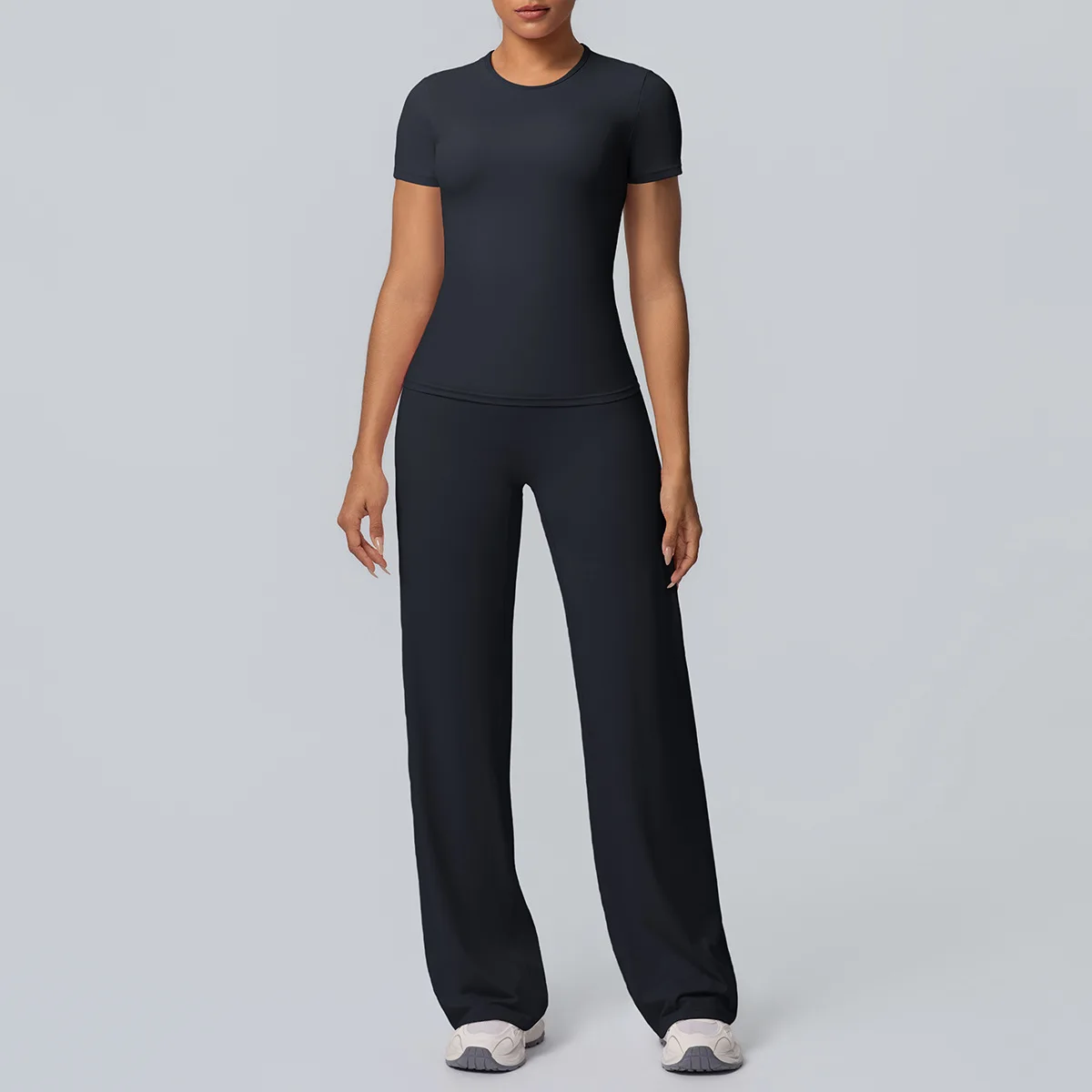 MIML 2026 Double-Sided Brushed Solid Color Long Sleeve Yoga Sportswear Set Wide Leg Fitness Running Two-Piece Suit