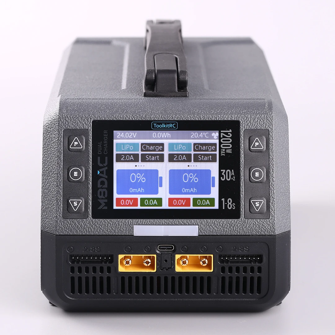 

ToolkitRC M8DAC intelligent charger 2-channel 1-8S AC 1200W 50A 30A lithium battery remote control drone FPV model car 1/5 1/6