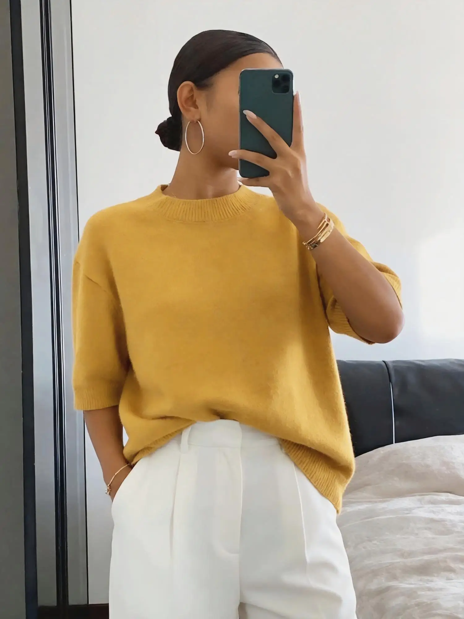 

Spring & Summer Plus Size Casual Crew Neck Pullover Short Sleeve Knit Top For Women