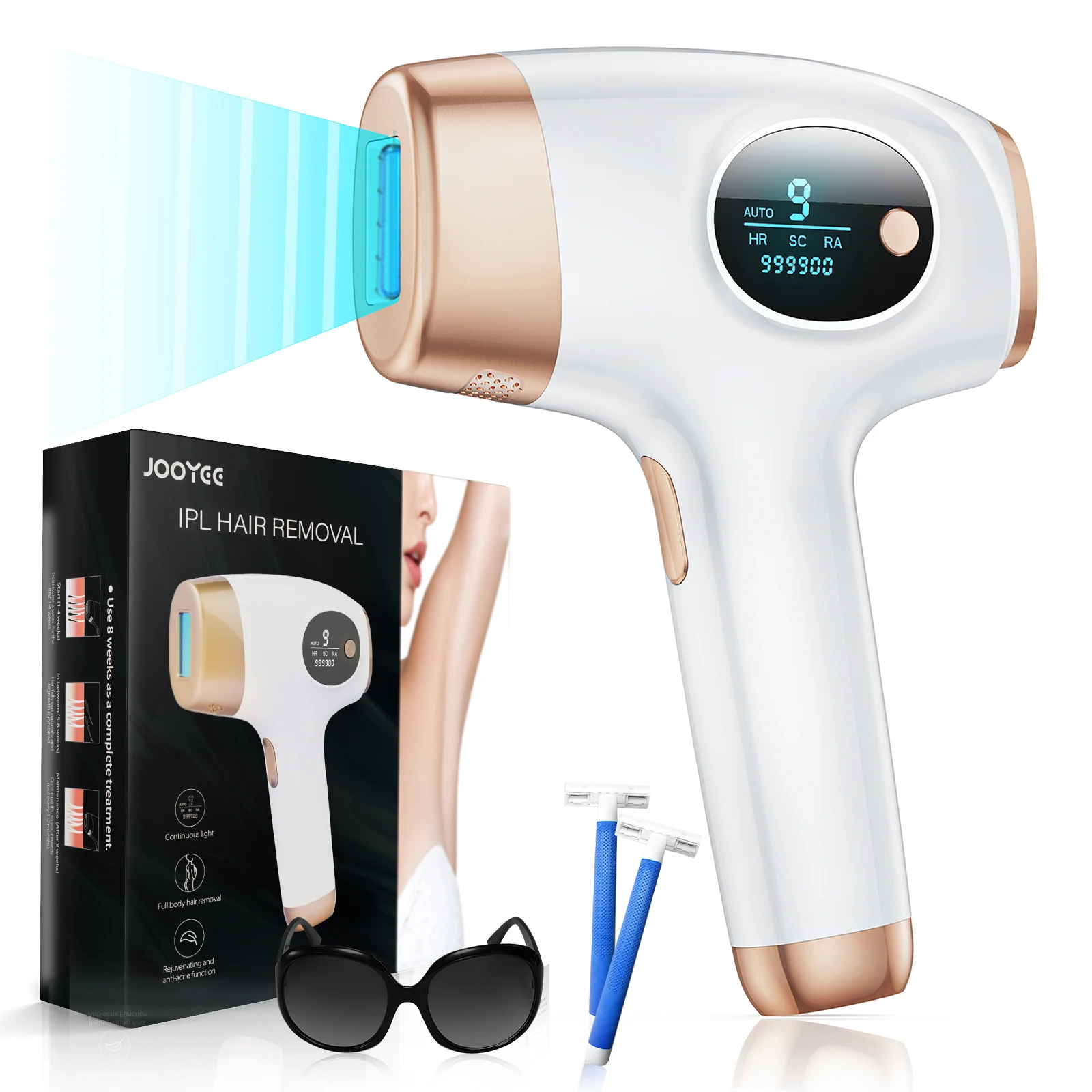 Permanent Hair Removal Device 999900 Flashes 3in1 IPL Pulsed Light Epilator Painless Hair Remover Men Women Home Whole Body Use