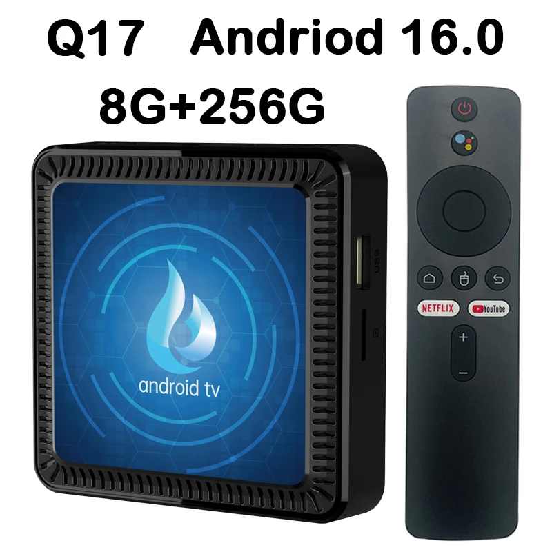 

Смарт ТВ-приставка Q17 Android 16.0 Allwinner H313 4 ГБ/8 ГБ/64 ГБ/128 ГБ/256 ГБ, 8K, с голосовым управлением, двухдиапазонный Wi-Fi, медиаплеер, быстрая приставка