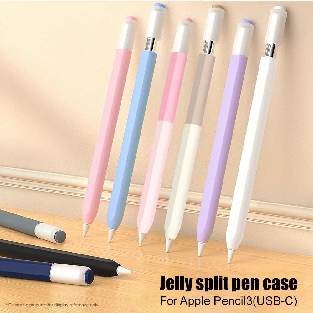 New Soft Silicone Protective Case Cover for Apple Pencil 3rd Gen USB-C Plain Color Stylus Sleeve for iPad Accessories Good