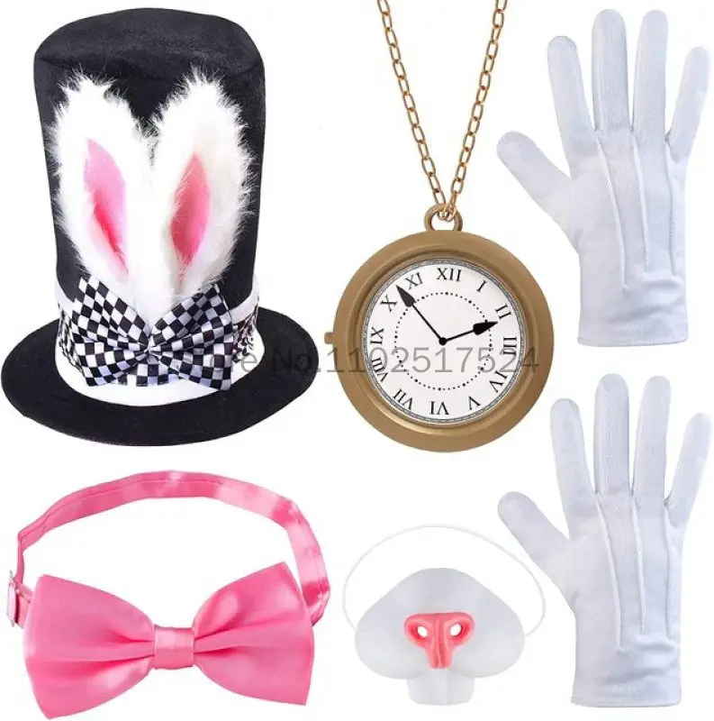 Halloween Easter White Rabbit Costume Mad Hatter Costume Bunny Dress Up prium day party Costume Accessory 80s Clothes