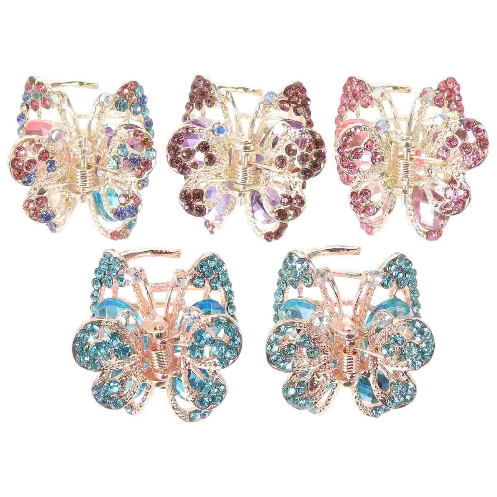 

5 PCS Mini Jaw Clip Grip Hair Accessories Pins Rhinestones Alloy Kids Claw Barrette Miss Clips