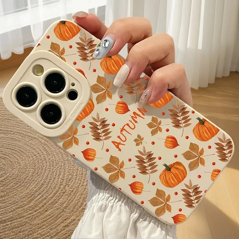 Autumn Maple Leaves Pumpkin Pattern Design Phone Case For Xiaomi 14T Pro 13 12 11 Lite 5G 15 14 13 13T 12T Soft Silicone Cover - view 5