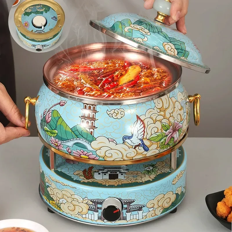 Portable Single Burner Gas Stove Copper Hot Pot Automatic Ignition Small Cookware for Household One Person Meal Sharing